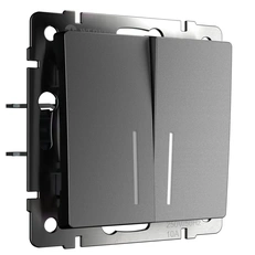 Изображение Выключатель двухклавишный проходной с подсветкой (графит матовый) W1122164